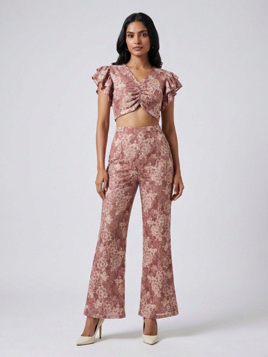 Brown Cotton Floral Printed Co - Ord Set - GAIIA
